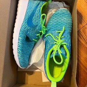 Nike Flyknit Running Sneakers in Teal and Lime